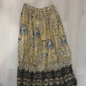 Zara Bohemian Yellow and Black Maxi Skirt